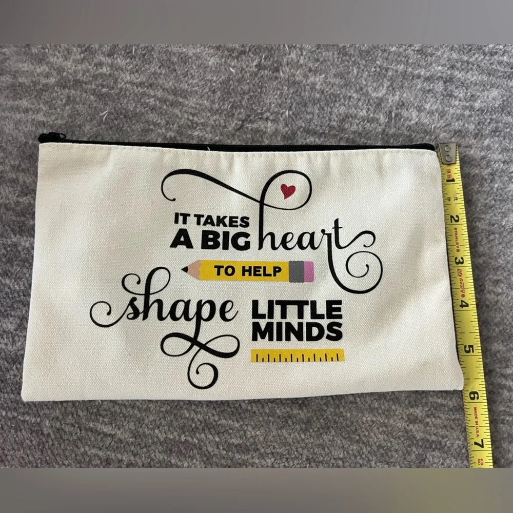 Inspirational Teacher canvas pencil pouch with pen and notepad